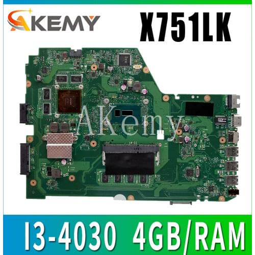 X751LK motherboard REV 2.0 GTX850M I3-4030 cpu 4GB/RAM for ASUS X751L K751L X751LK X751LX laptop motherboard X751LK Mainboard