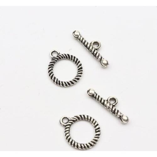 10 pcs Antique Silver Stripe Round Shape OT Alloy Clasps Connector For Jewelry Making Bracelet Chains DIY Accessories Wholesale