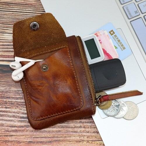 First layer genuine leather women coin bag cardholder wallet purse vintage design