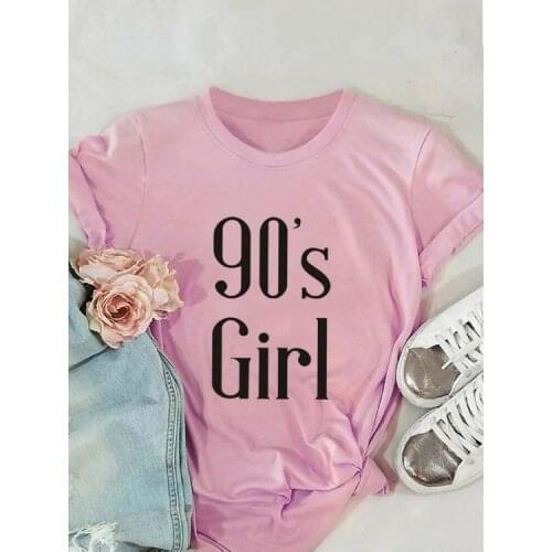 90s Girl Streetwear Women Tshirt Aesthetic Female Clothing Fashion Letter Cotton Plus Size Shirt O Neck Short Sleeve Top Tees