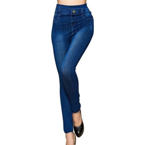 Women Solid Color High Waist Multi Pockets Elastic Shaping Jeans Denim Skinny Pencil Pants Tights Female Slim Trousers джинсы