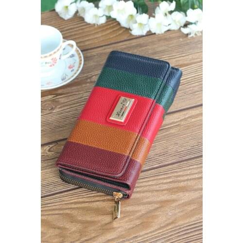 Multi Color Ladies Genuine Leather Wallet (20 x 10 ) Cm