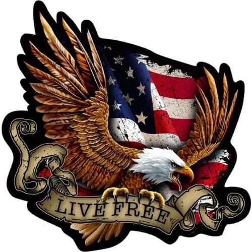13cm Funny American Flag Bald Eagle Live Free Car Sticker Automobiles Motorcycles Exterior Accessories