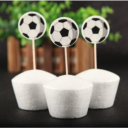 24pcs Football Soccer Theme Cake Cupcake Topper Kids Birthday Party Decoration Supplies World Cup Party Decoration