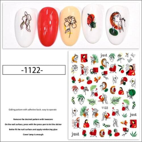 3D nail art sticker sample Abstract graffiti for girls nail tip decpration colorful cartoon nail art sticker YJ034