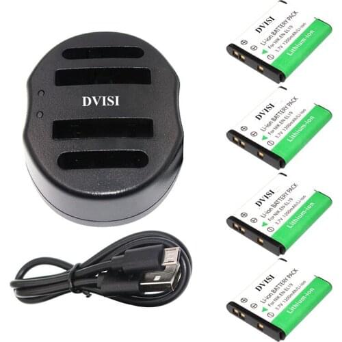 4pcs 1.2Ah EN-EL19 EN EL19 ENEL19 Rechargeable Battery with USB Charger for Nikon Coolpix S3100 S3200 S3300 S4100 S4200 S4300