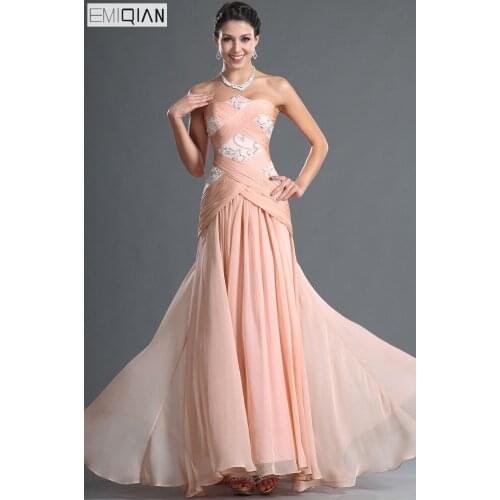 Free Shipping New Arrival Elegant Strapless Criss-Cross Chiffon Evening Dress