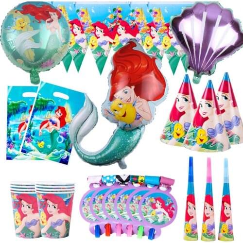 Disney Little Mermaid Party Supplies Disposable Birthday Stickers Festival Decoration Event Girl Favor Gender Reveal Girls gift