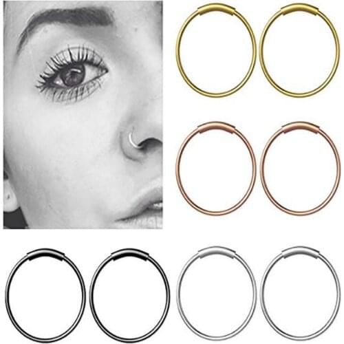 Fanpeijy Woman Ear Cartilage Helix Bar Seamless Continuous Hoop Rings Nose Eyebrow Tragus Lip Ear Ring BCR 22 Gauge 6/ 8/10MM