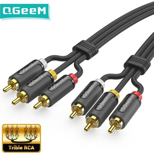 QGeeM 3RCA to 3RCA Cable Jack Connector Splitter Audio Cable RCA Stereo Aux Wire for TV CD DVD VCD Radio Sound Amplifier Console