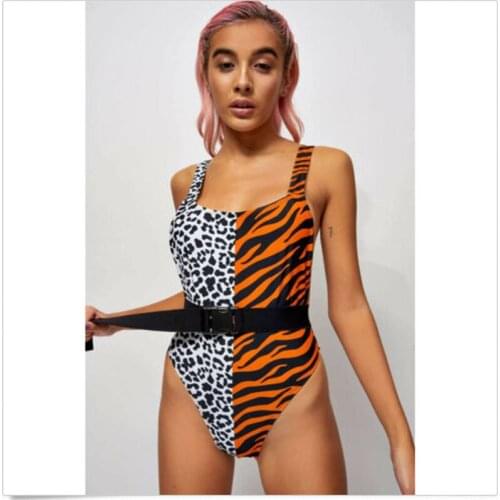 Fashion Swimwear Women 2019 Womens Leopard Swimsuit Bandage Bikini Push-up Padded Bra Bathing Swimwear One Piece Swimsuit