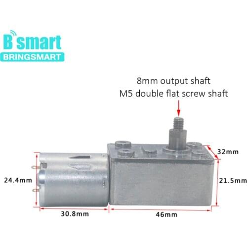 Bringsmart JGY 370 12V 24V Worm Gear Motor 8mm M5 Screw Output Shaft Used for Double Flat Bit Specific for Range Hood