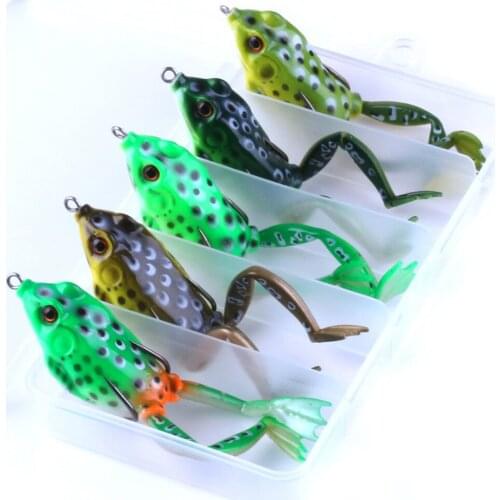 HENGJIA 5PCS 5.5cm 15.5g Fishing Lure Set with Tackle Box Including Plastic Frog Soft Lures