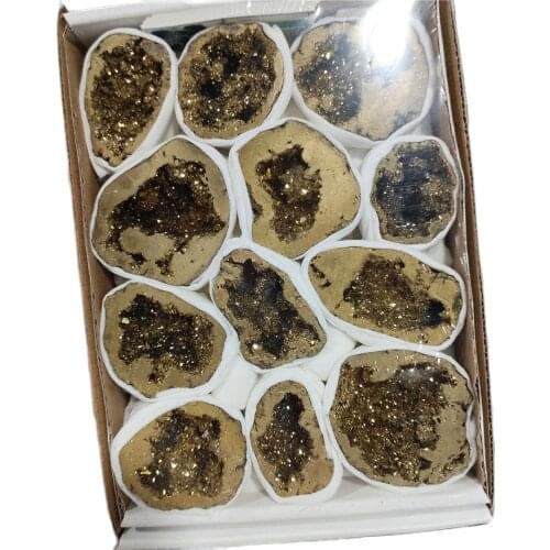 Wholesale Hot Electroplating Natural Crystal Agate Geode Crystal Geode Crystal Cluster Minerals Specimen 1Box