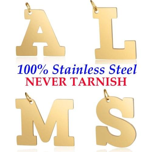 Large Alphabet A-Z Gold Filled Pendant Wholesale 100% Stainless Steel AAAAA Quality Pendants Real 316 Steel DIY Charms