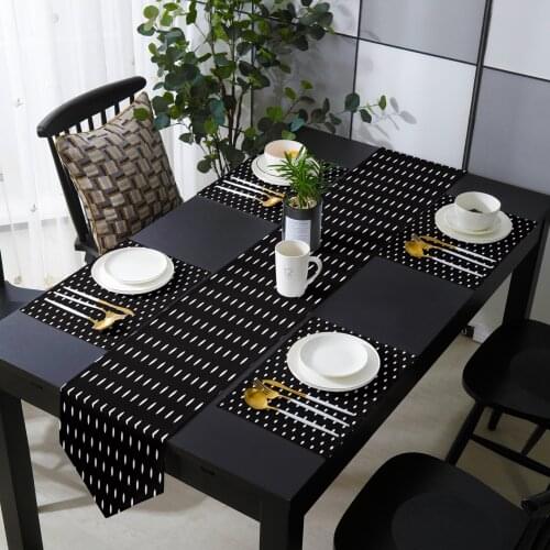Polka Dot Black And White Simple Table Runner Table Mats Cover For Home Wedding Banquet Festival Party Catering Hotel Decoration