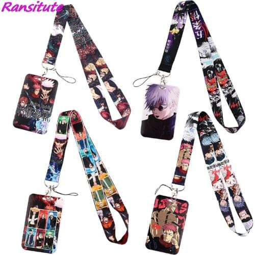 Ransitute R1865 Anime Jujutsu Kaisen Key Lanyard Car Keychain ID Card Pass Gym Mobile Phone Badge Kids Key Ring Holder Jewelry