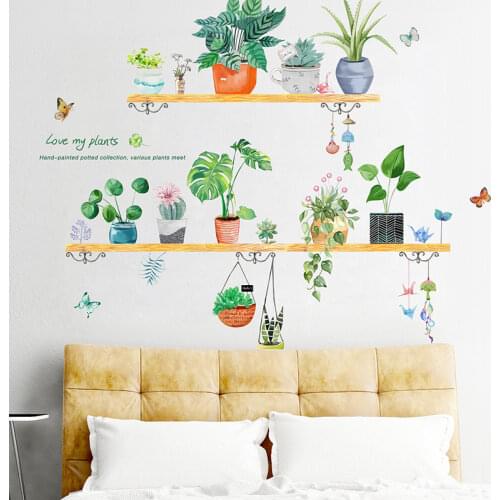 [SHIJUEHEZI] Potted Plant Wall Stickers PVC Material DIY Pot Culture Wall Decals for House Living Room Bedroom Decoration