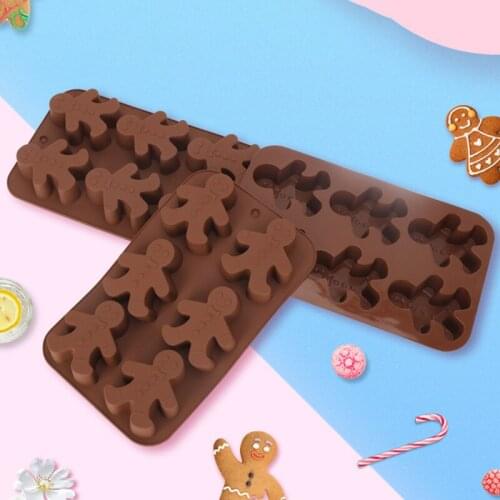 Gingerbread Man Casting Die 6 Cell Soft Silicone Stencil Epoxy Resin Template Chocolate Cookies Baking Pan for DIY Craft TS2
