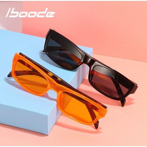 Iboode 2021 Brand Small Glasses Frame Rectangular Sunglasses Men Women Vintage Luxury UV400 Shades Goggles Punk Retro SunGlasses