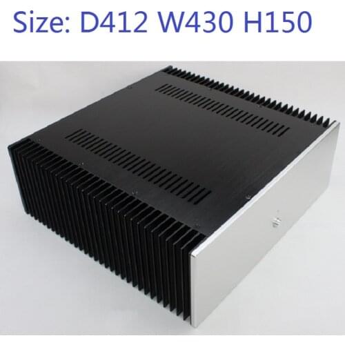 Size: D412 W430 H150 DAC Amplifier Case Aluminum Chassis Power Supply DIY Case WA67 all aluminum pure rear power amplifier