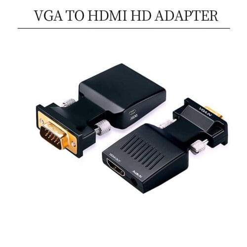 High Quality 1080P VGA Male to HDMI Female Video Adapter + Stereo Audio Cable + USB Cable VGA Male to HDMI Female Adapter