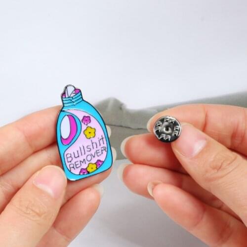 Funny Blue Detergent Brooches Mosquito Repellent Cleaning Button Badge Women Jackets Lapel Pins For Friend Special Jewelry Gift