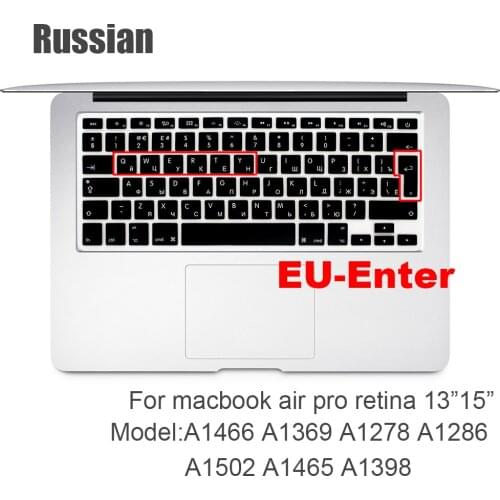 Russian EU&US-Enter Keyboard Cover Protector for Macbook Pro 13inch 15inch Retina model A1502 A1398 Keyboard protective film