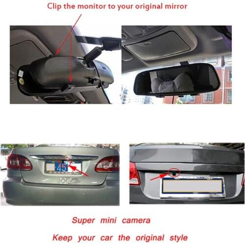 4.3 Inch Rear Waterproof Wide-Angle Lens Car Parking System Car Rearview Mirror Reversing Monitor Automobiles Accessories