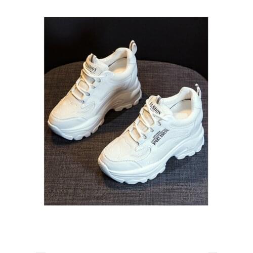 Increased thick-soled womens shoes spring and summer new style mesh surface all-match casual sports increased off white shoes