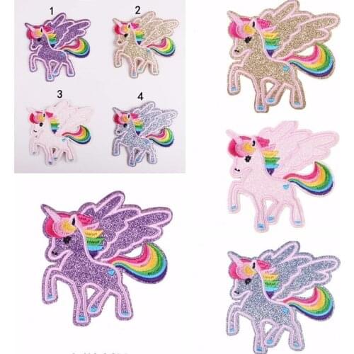 1PCS New High-quality Unicorn Twinkle animation Embroidery Patches for Clothing DIY Stripes Appliques children Clothes Stickers