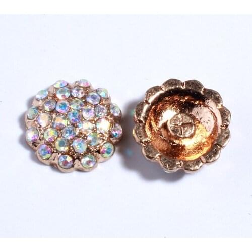 10PCS 14MM New Bling Silver Rhinestone Buttons Embellishment For Wedding Invitation Crystal Decorative Deduction DIY Crafts