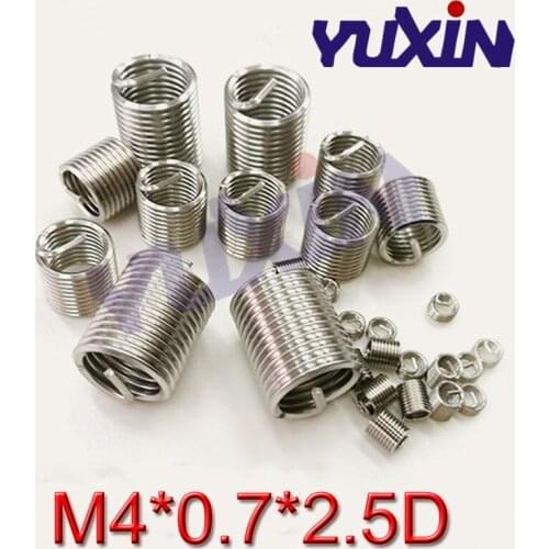 100pcs M4*0.7*2.5DWire Thread Insert Stainless Steel 304 Wire Screw Sleeve, M4 Screw Bushing Helicoil Wire Thread Repair Inserts