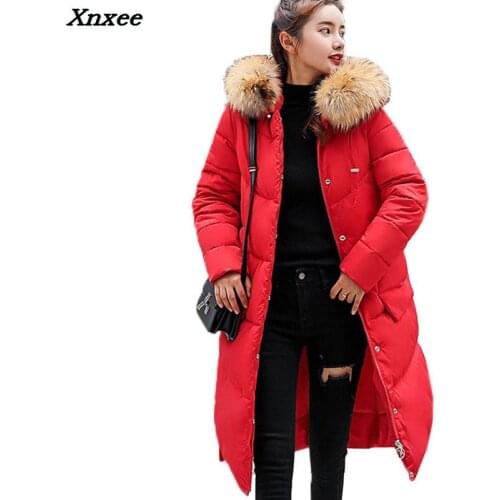2018 Thick Warm Fur Collar Hooded Cotton Long Parka Plus Size Women Winter Coat Jacket For Mujer Feminine De Inverno Casaco