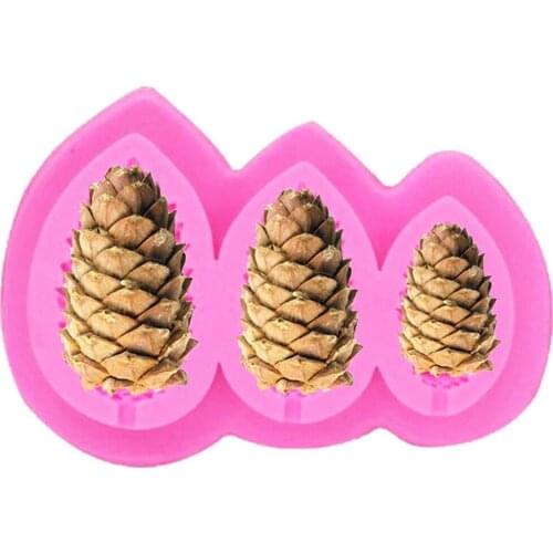 3-Grid Christmas Sugar craft Pine Cones Silicone Mold Fondant Mold Pine Nuts Christmas Cake Decorating Tools Chocolate Mold