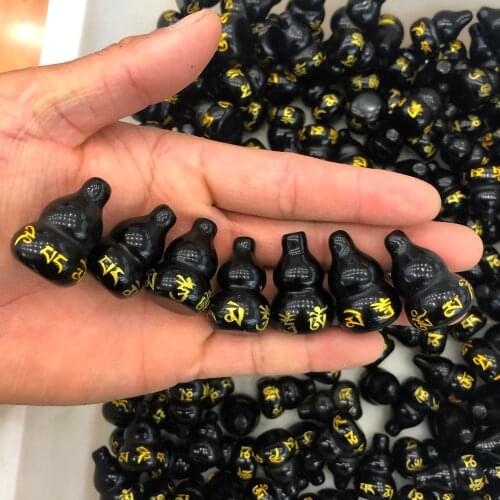 3pcs Natural obsidian quartz crystal stone beautiful obsidian gourd