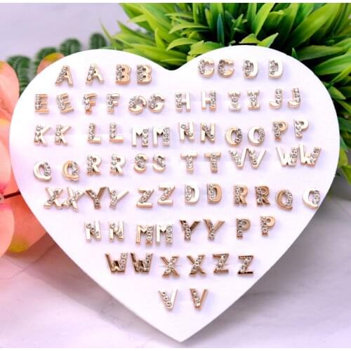36 Pairs Anti Allergy Girls Child earring Fashion Rhinestone Geometric Plastic Gold Letter Stud Earrings Mix Style Jewelry Gift