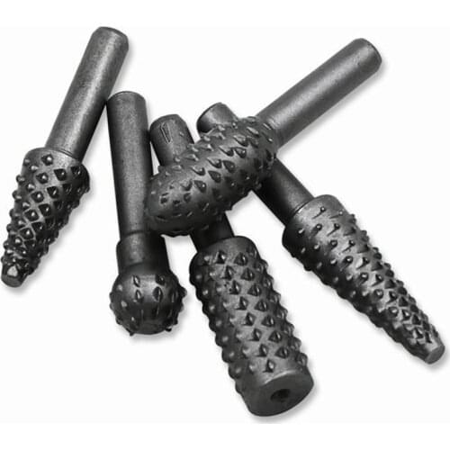 5pcs Woodworking Steel Rotary Rasp File 1/4" Shank Rotary Craft Files Rasp Burrs Wood Bits Grinding Power Carving Hand Tool