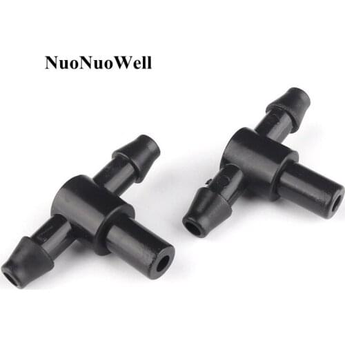 500pcs 4/7mm Hose Tee Connectors 6mm Flat Mouth Joints Home Garden Drip Irrigation Automatic Watering System Sprinkler Connector