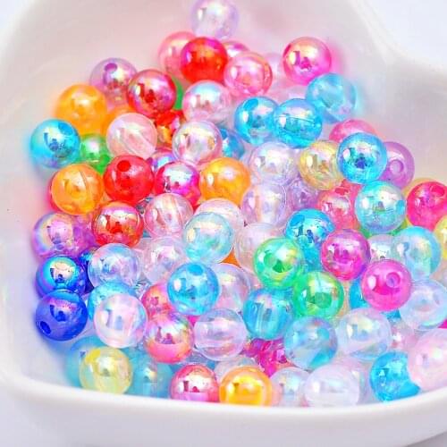 6mm 8mm color AB Round Acrylic Beads Loose Spacer Beads DIY clothes shoes bags headwear Bracelet Necklace beading Jewelry Making