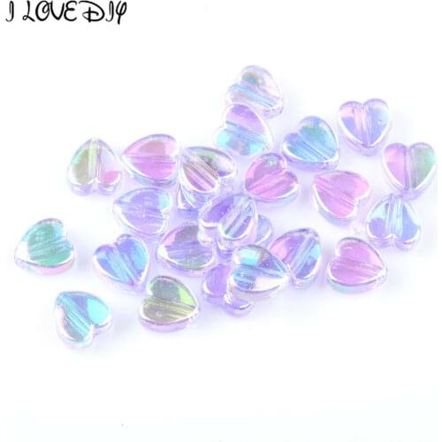 200pcs /pack 8x4mm AB Color Heart Spacers Acrylic Beads For Jewelry Making Needlework Wholesale Diy Bracelet Accessories Making
