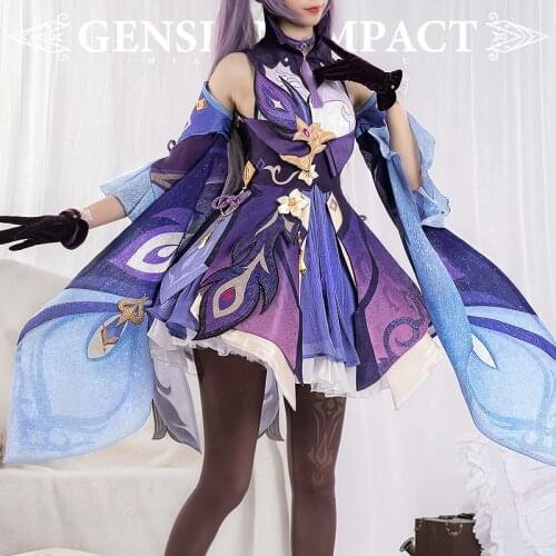 Anime Game Genshin Impact Keqing Combat Uniform TingNiKuaiYu Party Dress Gorgeous Outfit Cosplay Costume Halloween Free Shipping