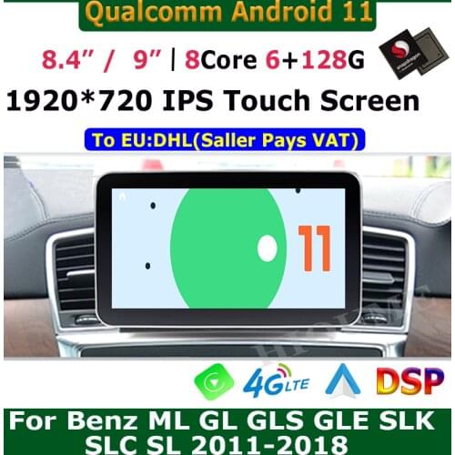 Snapdragon Android 10.0 Car Multimedia Player GPS Radio for Mercedes Benz ML-Class W166/GL X166 2012- 2015 8Core 4+64GB 4G LTE