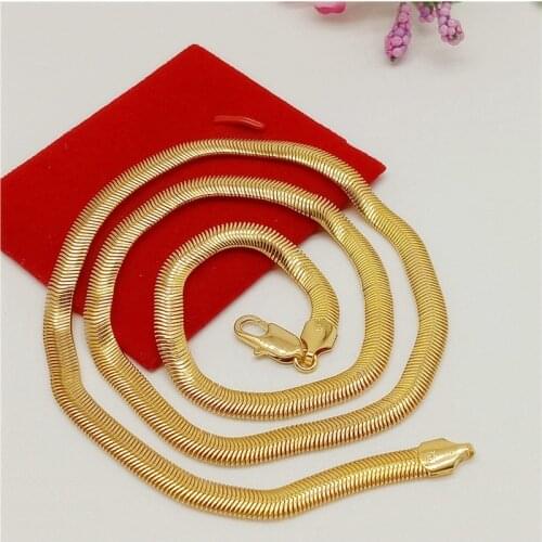 6mm Heringbone Chain Necklace Soft Jewelry Yellow Gold Filled Snkae Chain Mens Accessories