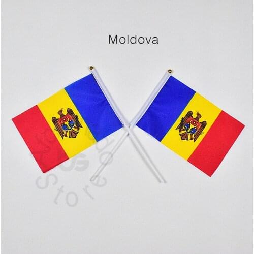 Moldova 14*21cm flag Banner hand waving National flag Home Decoration flag banner