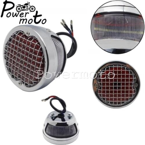 Grills Cover Round Retor LED Taillight Universal Motorcycle Brake Light Taillight For Harley Bobber Chopper Cafe Racers