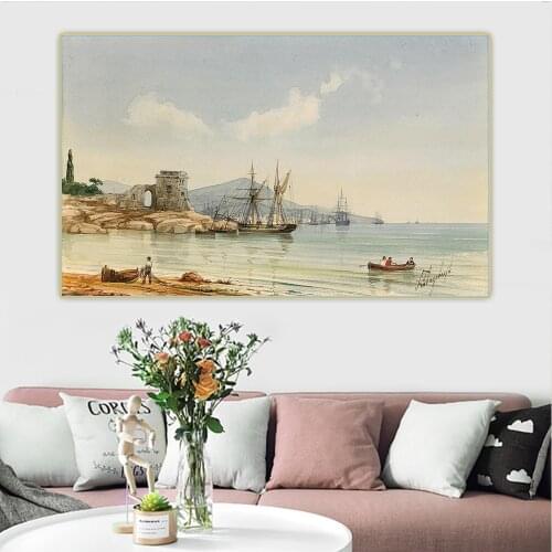 Ivan Aivazovsky《Port Scene》Canvas Art Oil Painting Artwork Poster Picture Wall Hanging Decor Home Living Room Decoration