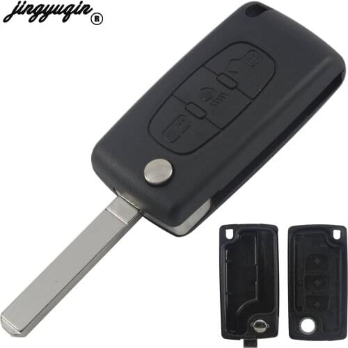 Jingyuqin 10X VA2 HU83 CE523 Fob Shell For PEUGEOT 107 207 306 407 For Citroen C2 C4 C6 C8 XSARA Flip Folding Car Key Case