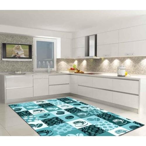 Coffee Pattern Kitchen Carpet, Fan carpet anti-slip floor carpet, teenagers carpet area rugs