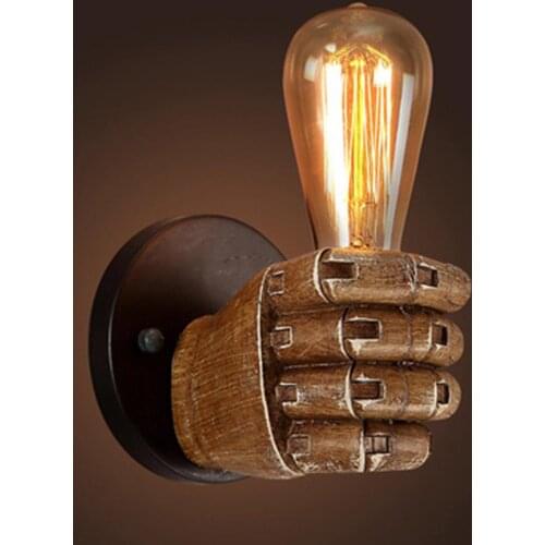 Retro Creative Fist Shape Wall Light E27 Lamp Holder Industrial Style Wall Lamp Restaurant Living Room Cafe Bar Decor Lampa